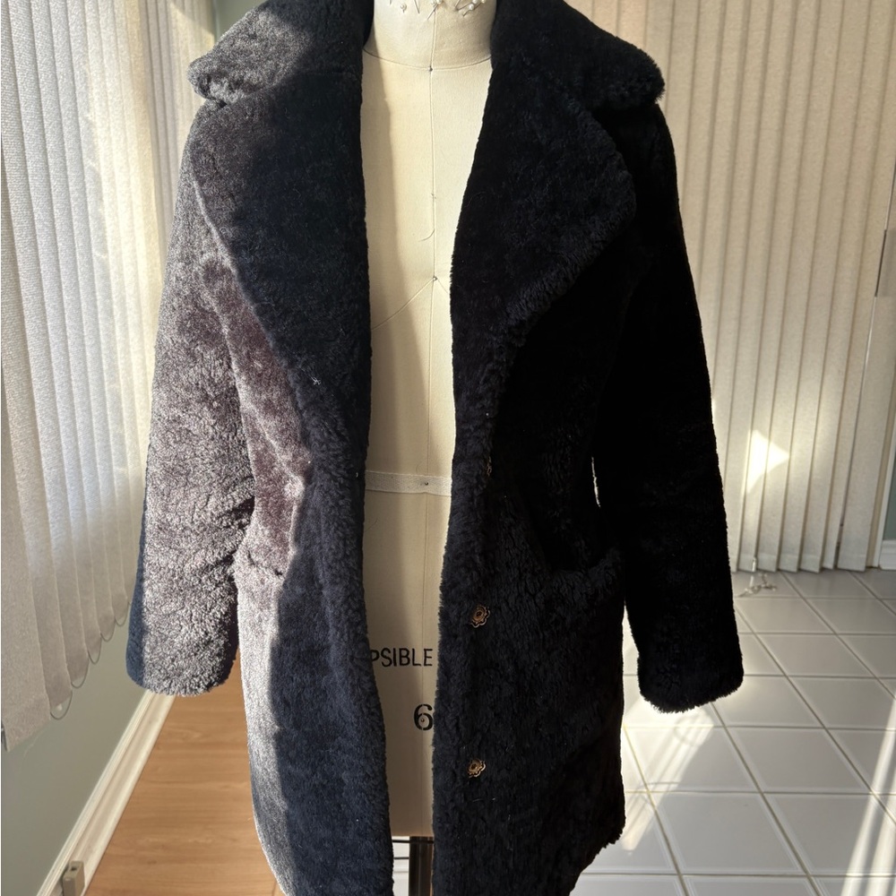 Women's Black Wool Teddy Coat